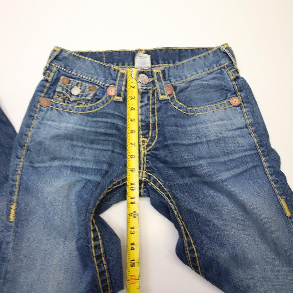 True Religion Billy Super T Thick Stitch Blue Jeans Mens 31 USA Fades Flap Boot - Picture 15 of 16